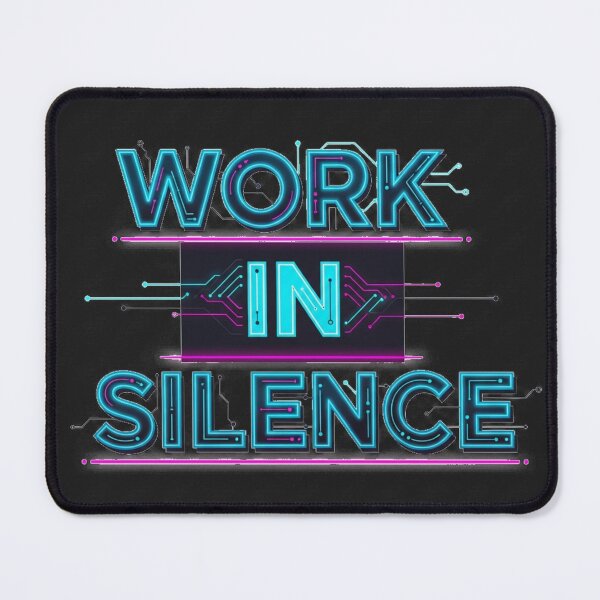 Item preview, Work In Silence Cyberpunk Neon Quote - Futuristic Hacker Gear designed and sold by INNER WINNER YOU.