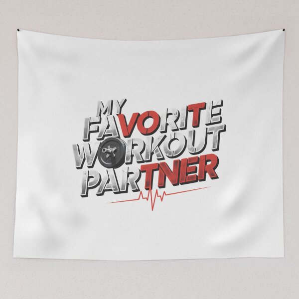 Item preview, My Favorite Workout Partner Gym Couple Valentine Typography Fitness Gift designed and sold by GiftsForge.