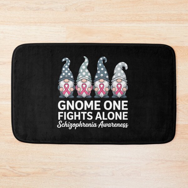Item preview, Gnome One Fights Alone Schizophrenia Awareness Silver Ribbon designed and sold by Catharsiscath.