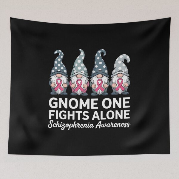 Item preview, Gnome One Fights Alone Schizophrenia Awareness Silver Ribbon designed and sold by Catharsiscath.