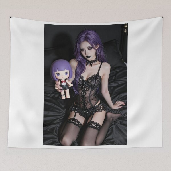 Item preview, Purple Hair Goth Holding Bobblehead designed and sold by CathryneDelamort.