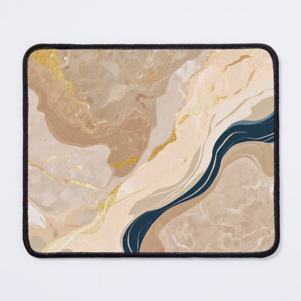 Item preview, Golden Estuary: Abstract Marble Flow in Navy and Ochre designed and sold by Cozyartsss.