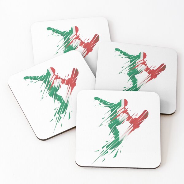 Item preview, Dynamic Minimalist Snowboarder Jump Italian Flag Colors Abstract Art designed and sold by AgingeR.