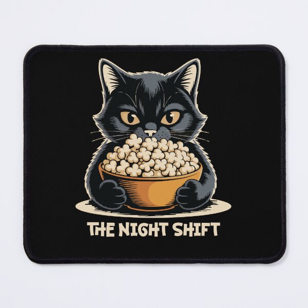 Item preview, The Night Shift Cat Popcorn Funny Shirt designed and sold by quietvisualsco.