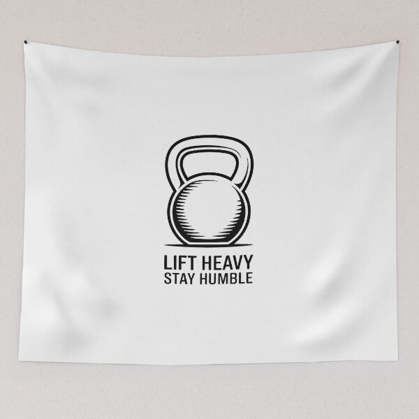 Item preview, Lift Heavy Stay Humble – Minimal Kettlebell Gym Line Art designed and sold by WSPrintCrafter.