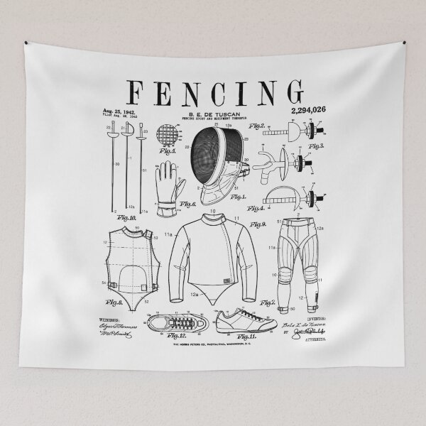 Item preview, Fencing Fencer Funny Vintage Patent Foil Epee Sabre Fencers designed and sold by GrandeDuc.
