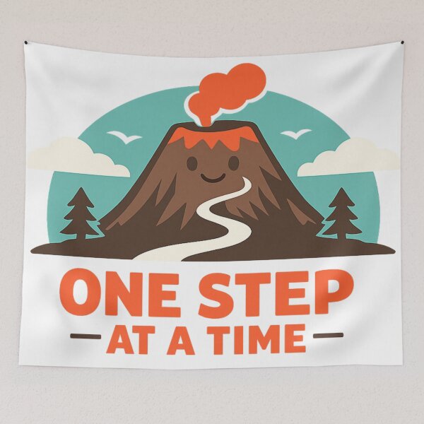 Item preview, One Step at a Time Volcano T-Shirt | Hiking Motivation Adventure Graphic designed and sold by Globalcitytees.