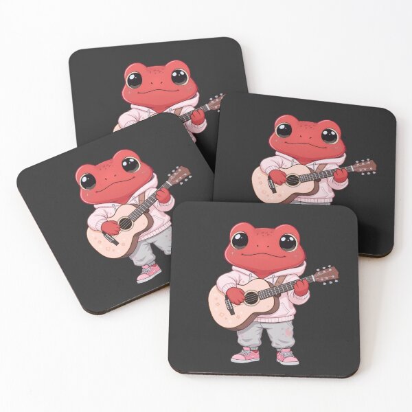 Item preview, Pink Acoustic Guitar Chibi Frog – Cute Kawaii Music Frog Illustration designed and sold by ColorSplash123.