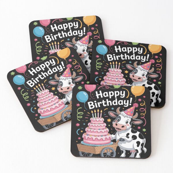 Item preview, Cow Carrying Birthday Cake Colorful designed and sold by genkihikki.