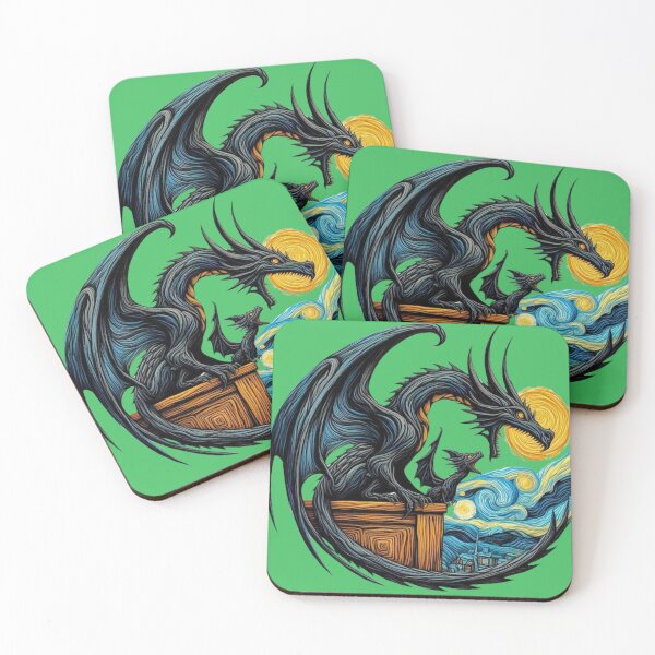 Item preview, The dragon mother proudly oversees her young learning skills, high above a picturesque mountain village. designed and sold by FotoworldEdel.