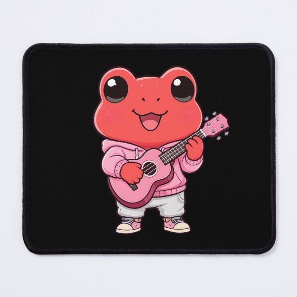 Item preview, Happy Pink Ukulele Chibi Frog – Cute Kawaii Music Frog Illustration designed and sold by ColorSplash123.