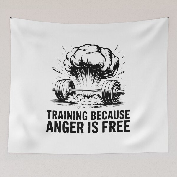Item preview, Training Because Anger Is Free – Hardcore Funny Gym Meme Design designed and sold by WSPrintCrafter.