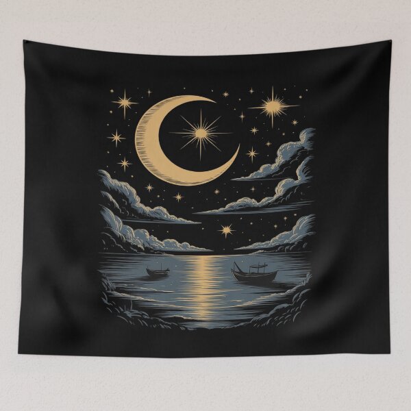 Item preview, Crescent Moon Reflection Mystical Night Sky designed and sold by ProudForFunny.