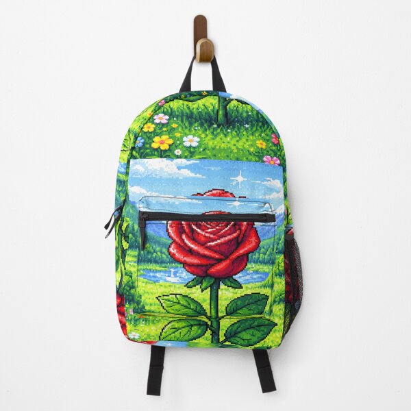 Item preview, Retro Pixel Art Red Rose in Nature Landscape designed and sold by TrustMe Studio™.