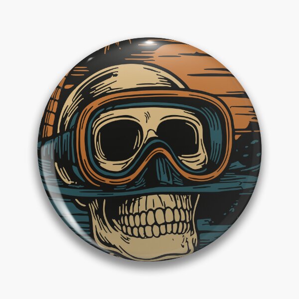 Item preview, Salted Skies Silent Depths – Retro Skull Ocean Diving Art designed and sold by Divelog.