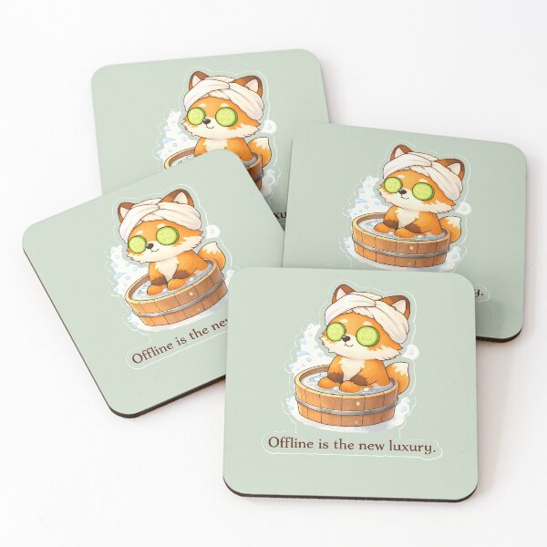 Item preview, Offline Is The New Luxury Fox Spa – Cute Self Care Bubble Bath Quote designed and sold by Still Breathing Studio.