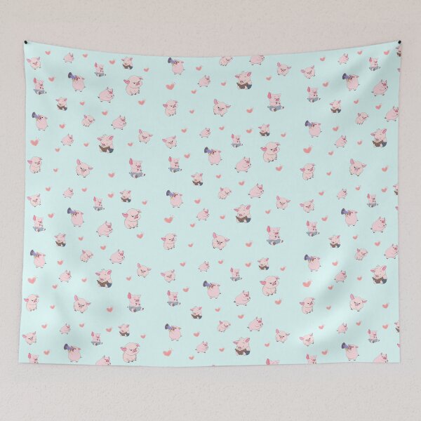 Item preview, Cute Pink Pig Pattern with Hearts | Kawaii Farm Animal Illustration designed and sold by Meenova Art.