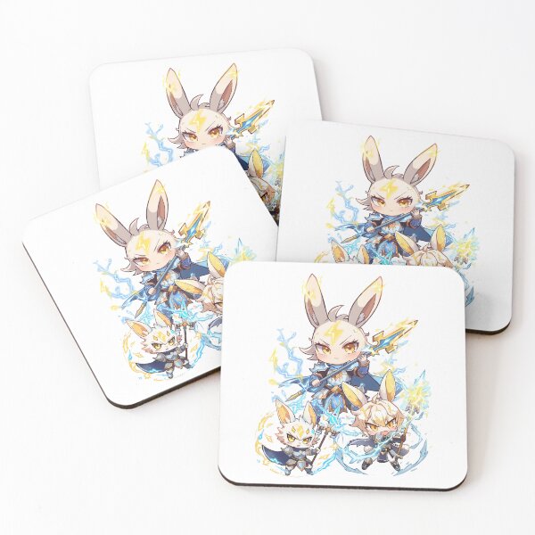 Artikelvorschau, Blitzhasenritter-Trio | Chibi-Donnerlanzenreiter-Fantasy-Kunst entworfen und verkauft von Monzora.
