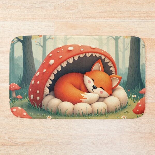 Item preview, Sleeping fox in a fly agaric forest idyll design designed and sold by Mauswohn.