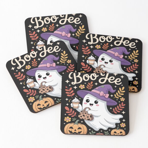 Item preview, Cute Boo Jee Witch Ghost Halloween Coffee Latte Leopard designed and sold by Libbysharts.