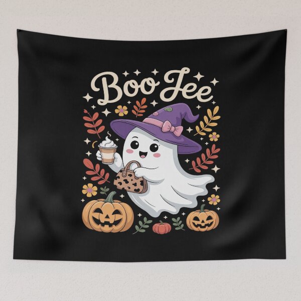 Item preview, Cute Boo Jee Witch Ghost Halloween Coffee Latte Leopard designed and sold by Libbysharts.