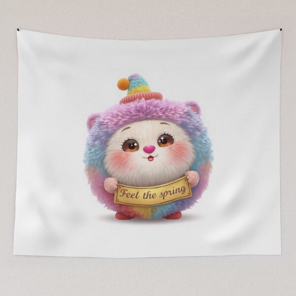 Item preview, Cute Fluffy Rainbow Creature Feel The Spring designed and sold by mywhimsicalworld7.