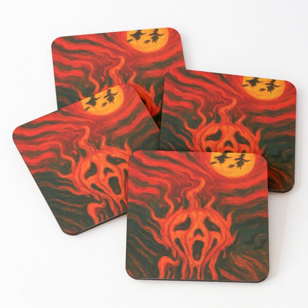 Item preview, Inferno Scream – Fiery Halloween Pumpkin Expressionist Art designed and sold by T-Prestige.
