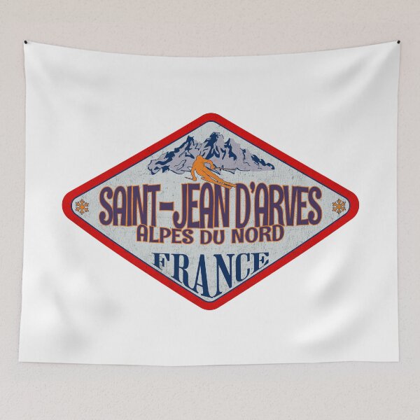 Aperçu de l'œuvre Saint-Jean d'Arves, Alpes du Nord, France, création d'un badge de ski vintage créée et vendue par Wanderful-roads.