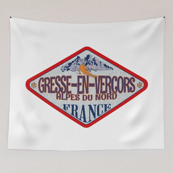 Item preview, Gresse-en-Vercors, Alpes du Nord, France, Vintage skiing badge design designed and sold by Wanderful-roads.