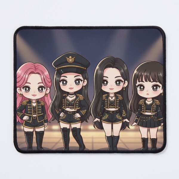 Item preview, Chibi Aespa Girl Group Illustration | Cute Black & Gold Stage Outfit Art designed and sold by KryaArts27.