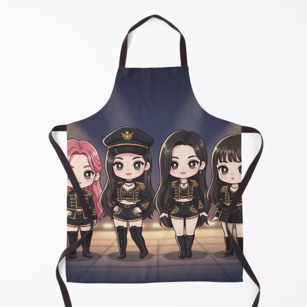 Item preview, Chibi Aespa Girl Group Illustration | Cute Black & Gold Stage Outfit Art designed and sold by KryaArts27.