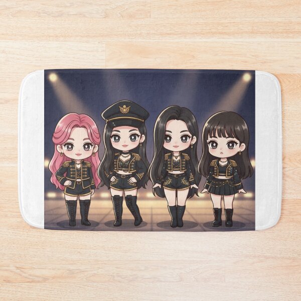 Item preview, Chibi Aespa Girl Group Illustration | Cute Black & Gold Stage Outfit Art designed and sold by KryaArts27.