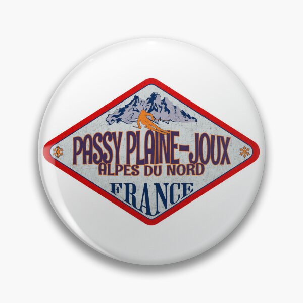 Item preview, Passy Plaine-Joux, Alpes du Nord, France, Vintage skiing badge design designed and sold by Wanderful-roads.
