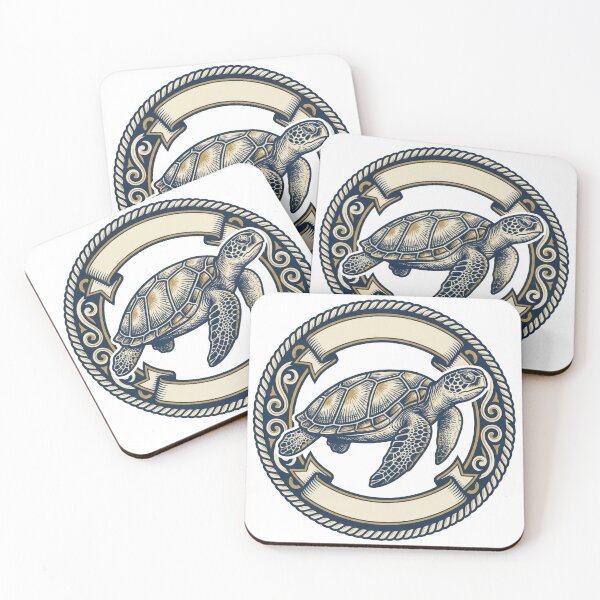 Item preview, Vintage Emblem Sea Turtle — Engraved Badge with Ribbons designed and sold by zoughlal.