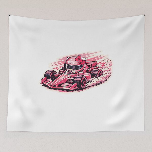 Item preview, Pink Kitty sticker in car racing mode! designed and sold by Racing Art Store 2025.