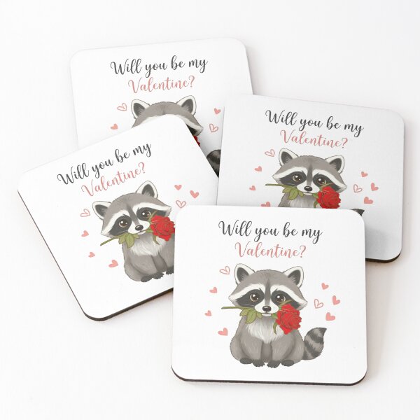 Item preview, Racoon Will you be my valentine designed and sold by BlueBerryBooze.
