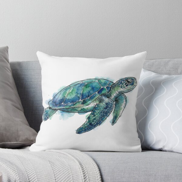 Item preview, Watercolor and Ink Sea Turtle — Balanced Line and Wash designed and sold by zoughlal.