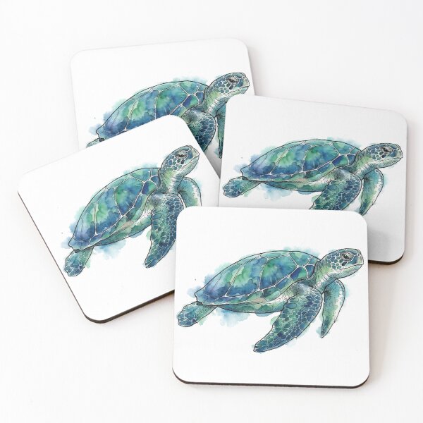 Item preview, Watercolor and Ink Sea Turtle — Balanced Line and Wash designed and sold by zoughlal.