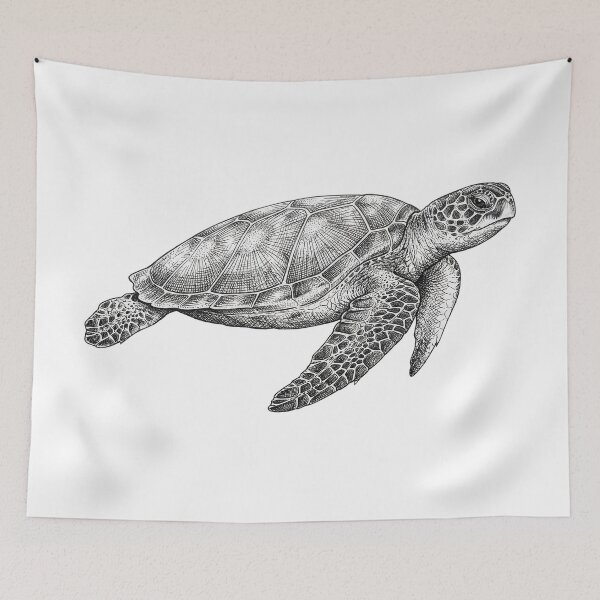 Item preview, Fine Ink Sea Turtle — Crosshatch and Stipple Detail designed and sold by zoughlal.