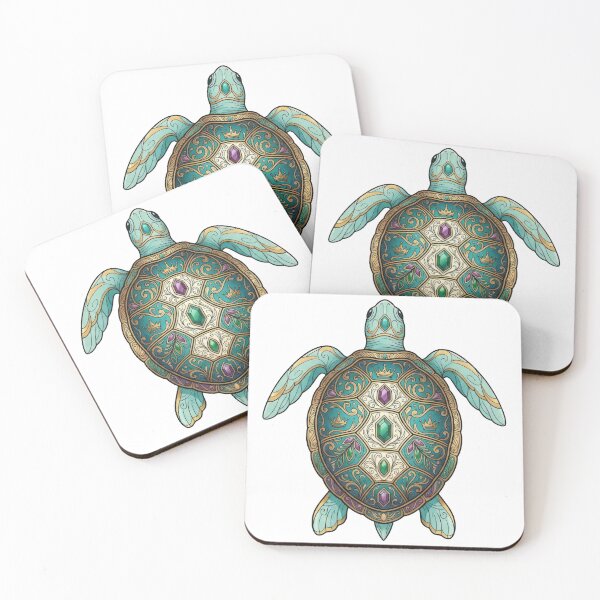 Item preview, Ornate Shell Sea Turtle — Gilded Jewel Patterns designed and sold by zoughlal.
