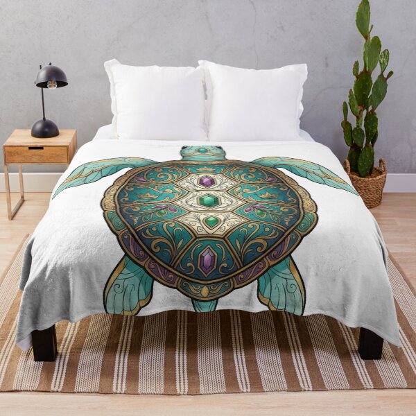 Item preview, Ornate Shell Sea Turtle — Gilded Jewel Patterns designed and sold by zoughlal.
