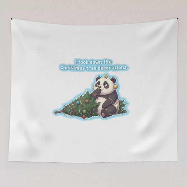 Item preview, Cute Panda Took Down the Christmas Tree Decorations – Funny Holiday Illustration designed and sold by Fun-and-joy.