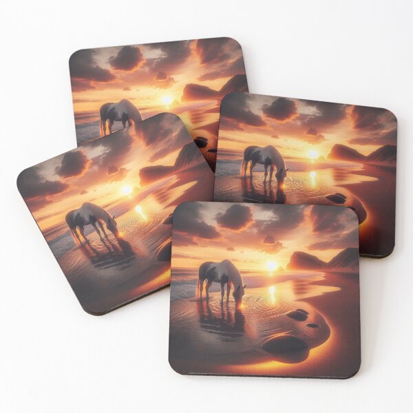 Item preview, The magic of the moment – A horse, the beach and the last light of day designed and sold by FotoworldEdel.