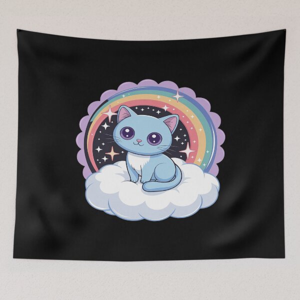 Item preview, Cute Cat On A Cloud With Rainbow designed and sold by Tatianamiobi.
