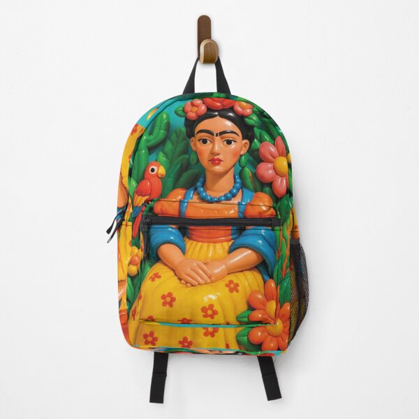 Item preview, Frida portrait in clay style with parrot design designed and sold by Mauswohn.