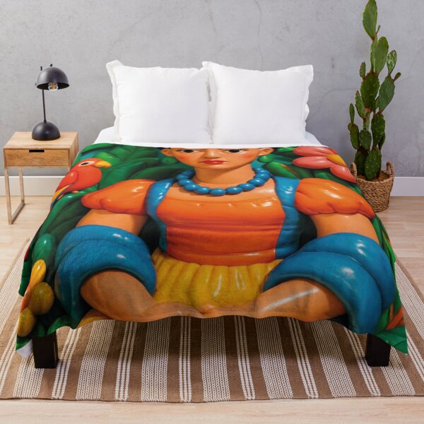 Item preview, Frida portrait in clay style with parrot design designed and sold by Mauswohn.