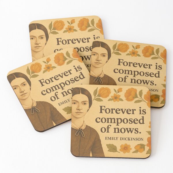 Item preview, Emily Dickinson portrait with quote "Forever is now" designed and sold by Mauswohn.