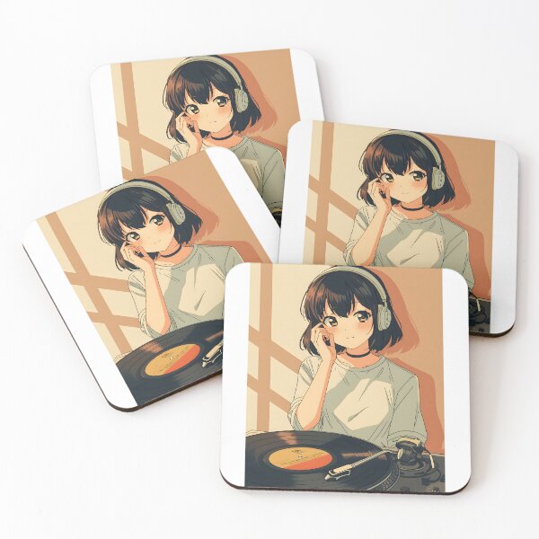 Item preview, Retro Lofi Anime Girl Vinyl Record Player Chill Vibes designed and sold by PalmixArt.
