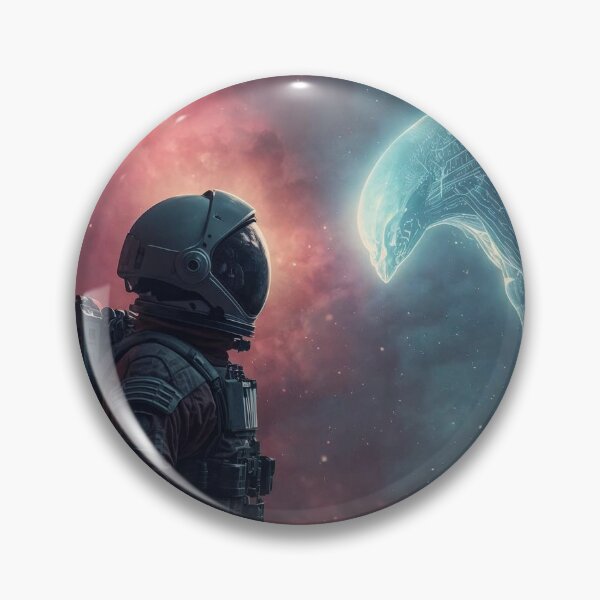 Item preview, First Contact | Astronaut Meets Alien Sci-Fi Art designed and sold by SoSpecialStore.