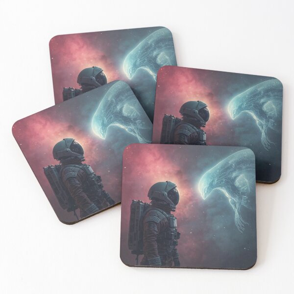 Item preview, First Contact | Astronaut Meets Alien Sci-Fi Art designed and sold by SoSpecialStore.